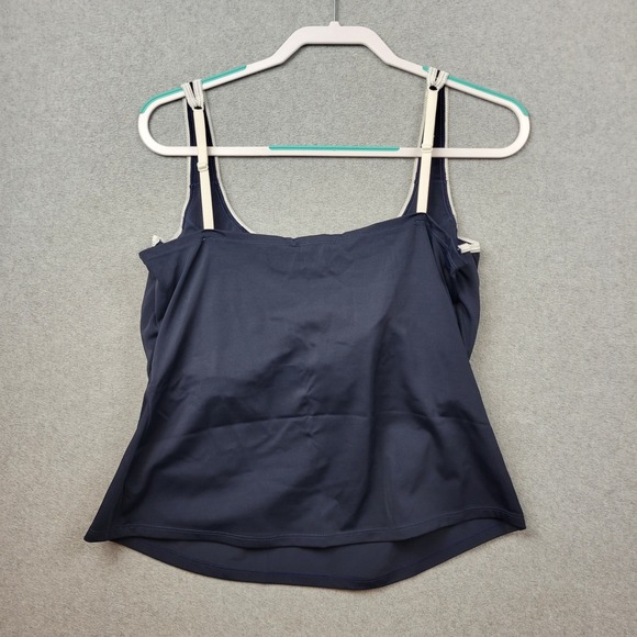 Kathleen Kirkwood Swim Tank Top 1X Sleeveless White Trim NEW QVC Navy‎ - Picture 8 of 16